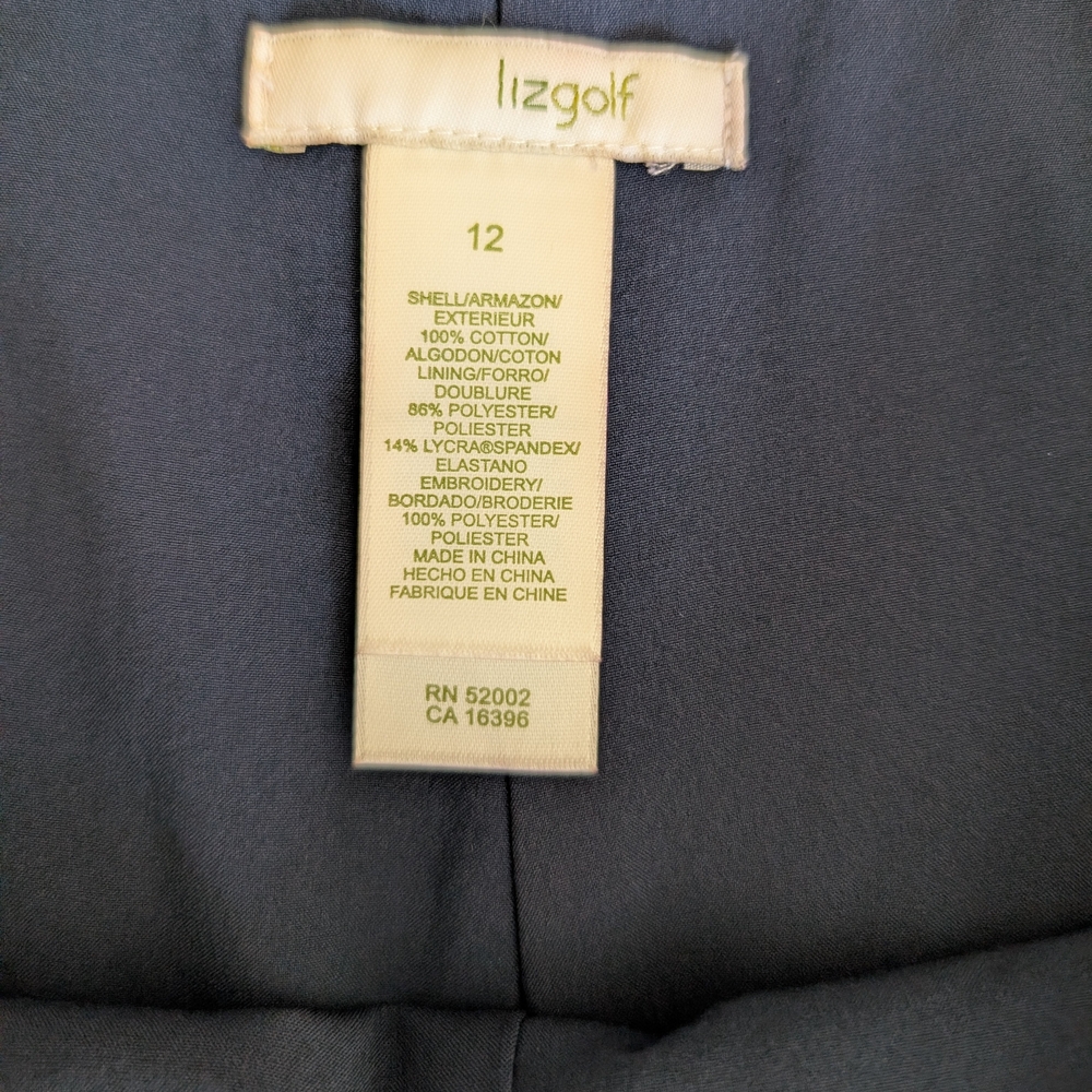 Lizgolf Womens 12 Embroidered Athletic Skort Blue Activewear Athleisure Golf - Picture 6 of 6